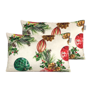 Lot de 2 housses de coussin en velour de Noël DECORATION 30x50 cm