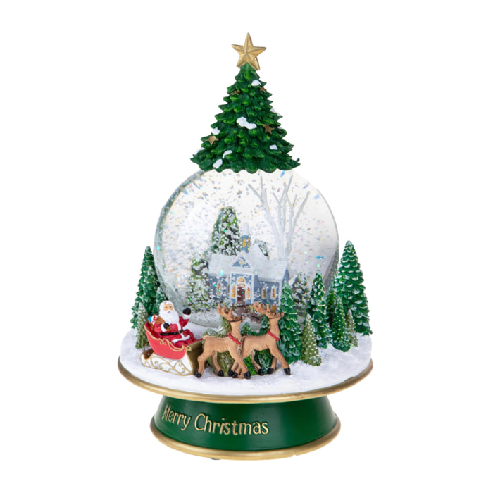 Carillon con Case+Slitta B Natale - Pezzi 1 - Colore Verde - 13,8x22,3Hx13,8cm - Bianchi Dino