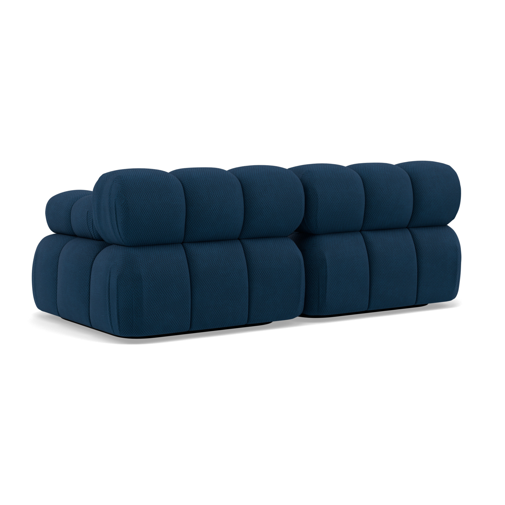 Ruby - canapé droit modulable 2 places en velours texturé - Bleu