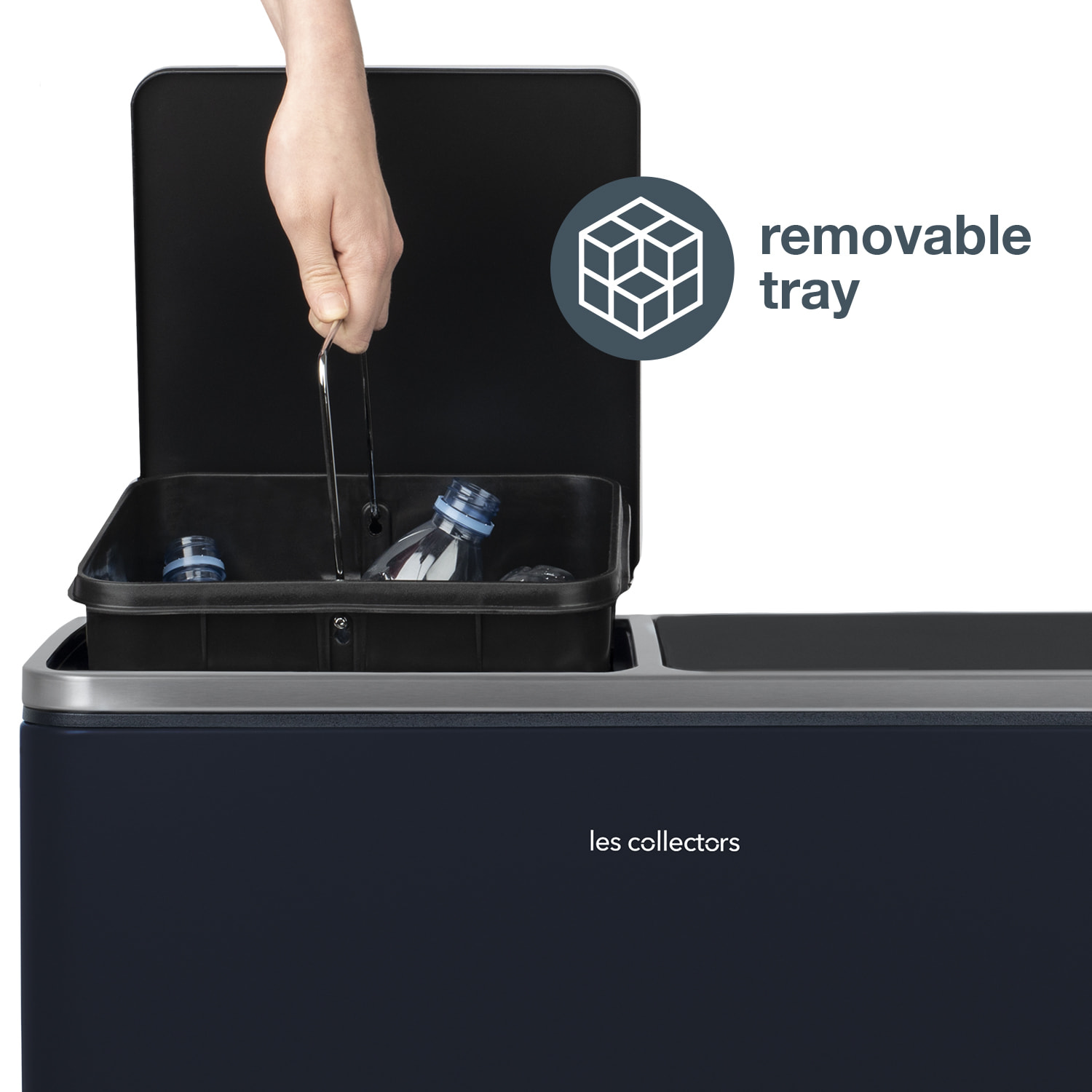 Papelera de reciclaje de pedal N°908 Les Collectors, 60 L, Azul noche