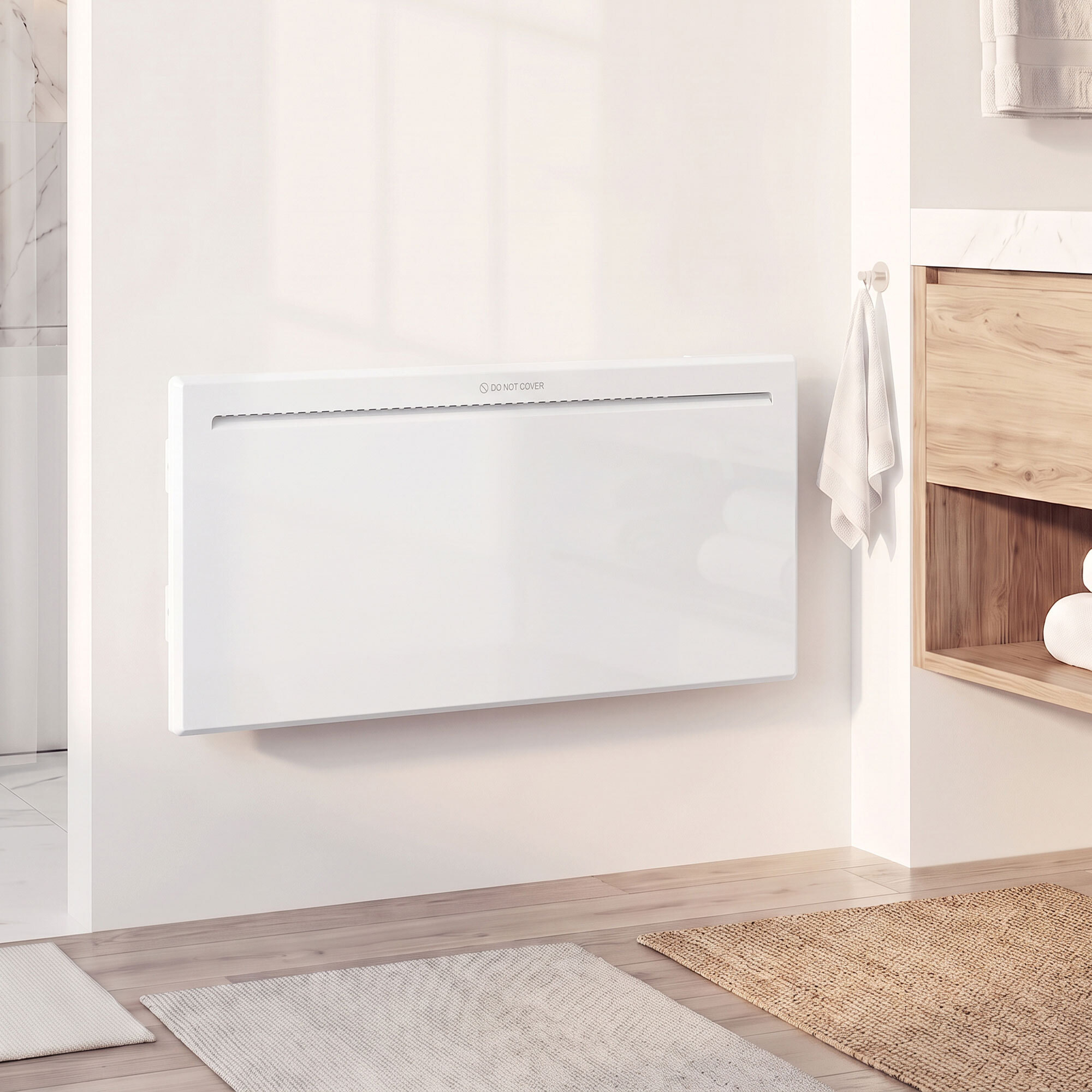 HOMCOM Calefactor Eléctrico Inteligente de Pared o Independiente 2000W, Wifi, Compatible con Alexa y Google Home, Pantalla LED, Termostato, Temporizador Semanal, Mando, Modo Ventana Abierta Antihielo