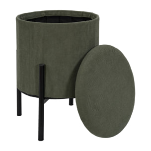 Lot de 4 Poufs - HOME DECO FACTORY - Jules - Rangement - Côtelé - Vert
