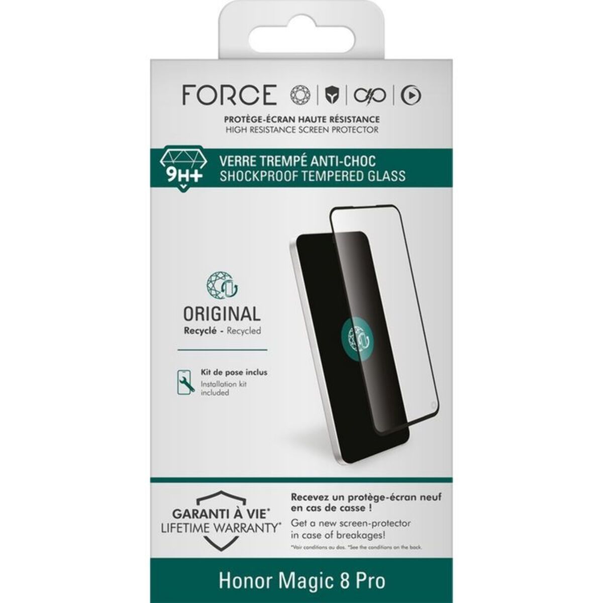 Protège écran FORCE GLASS Honor Magic 8 Pro verre trempé