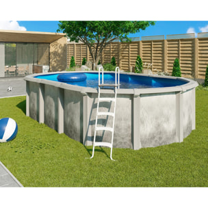 Piscine hors sol acier et résine ovale 6,10 x 3,65 x 1,32 m gris dégradé LIBERTY