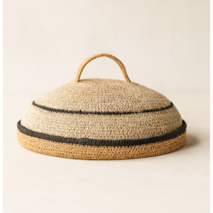 Panier avec cloche d33cm en jonc de mer naturel et safran dune