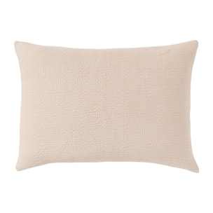 Housse de coussin unie texturée en jacquard de coton, POÈME, Rose Ballerine