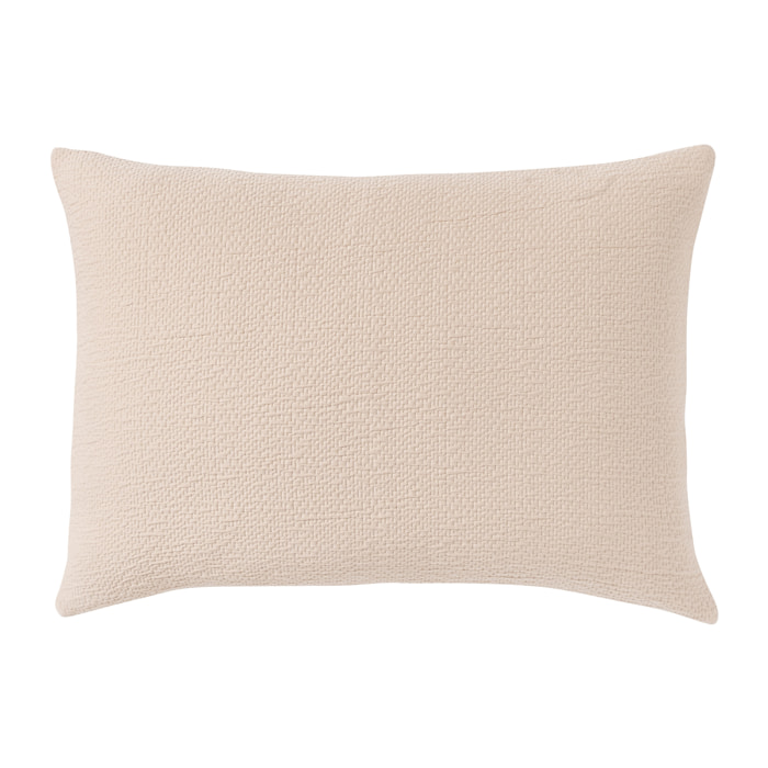 Housse de coussin unie texturée en jacquard de coton, POÈME, Rose Ballerine