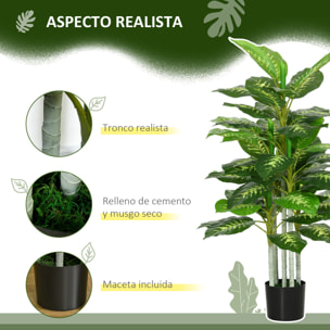 Árbol Artificial de Perenne 120 cm Planta Artificial Decorativa Grande Decoración para Hogar Oficina Balcón Dormitorio Verde
