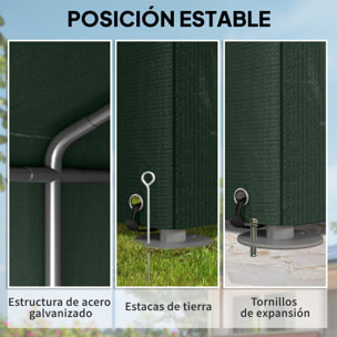 Carpa de Jardín Exterior para Herramientas Bicicletas 1,2x1,8x1,65 m, Cobertizo Exterior con 2 Habitaciones, Puerta Enrollable con Cremallera, Impermeable Anti-UV, Garaje Portátil, Verde