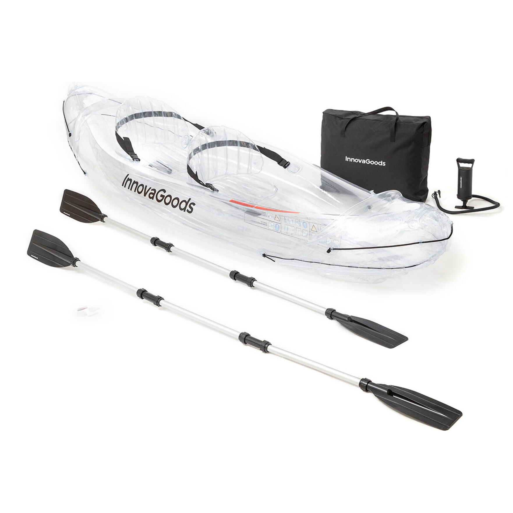 Kayak Gonfiabile Trasparente con Accessori Paros InnovaGoods 312 cm 2 posti