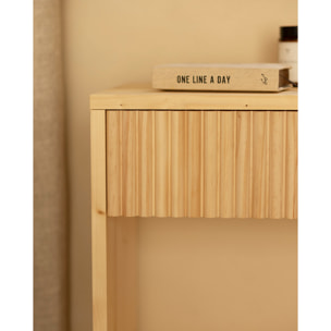 Mesita de noche de madera maciza con un cajón en tono natural de varias medidas