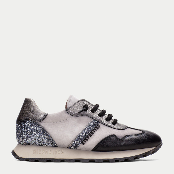 Deportivo Loira Negro gris glitter 3 cm