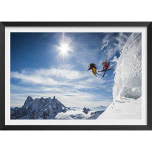 Affiche sport Jumping ski Affiche + cadre en bois - Noir