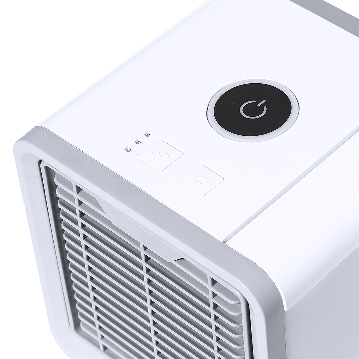 Mini aire acondicionado portátil con depósito de 700 ml, 3 velocidades y conexión USB. Con opción de añadir hielo y agua para un mayor efecto de enfriamiento.