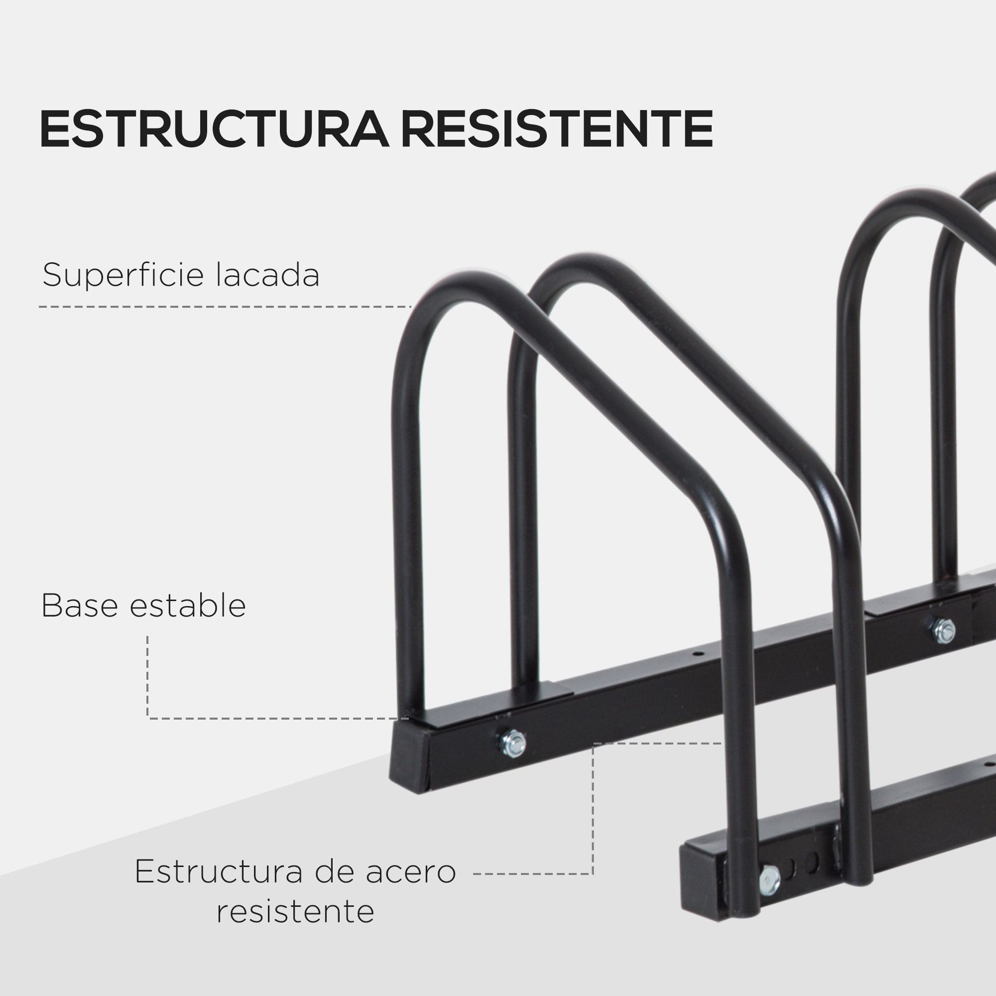Aparcamiento para 6 Bicicletas Soporte de Acero para Aparcar Bicicletas en el Suelo o Pared Estacionamiento para Interior y Exterior 179x33x27 cm Negro
