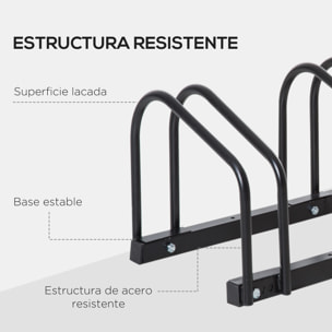 Aparcamiento para 6 Bicicletas Soporte de Acero para Aparcar Bicicletas en el Suelo o Pared Estacionamiento para Interior y Exterior 179x33x27 cm Negro