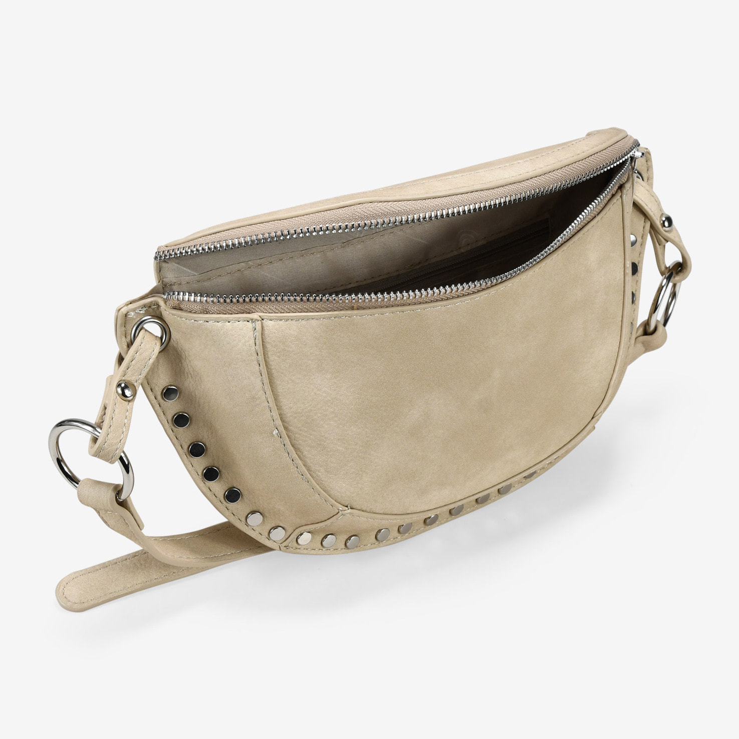 Riñonera beige con tachuelas redondas