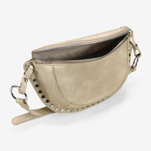 Riñonera beige con tachuelas redondas