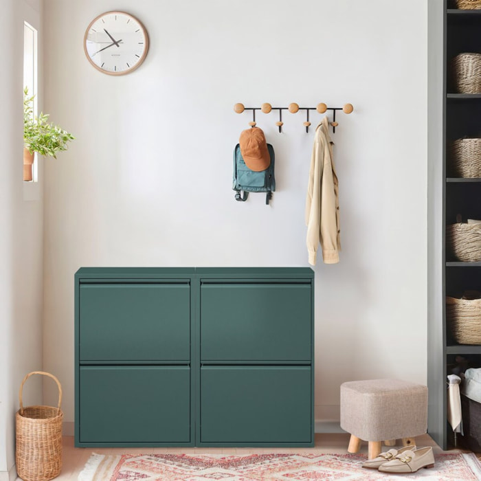 Scarpiera 2 ante in metallo verde 80,0 x 14,2 x 70,5 cm - Emy