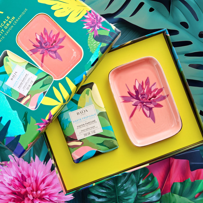 Sieste Tropicale - Coffret Savon Solide 200 g + Porte-Savon Céramique