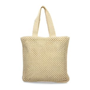 Bolso de hombro para mujer, material de rafia, diseño elegante y moderno con adorno en la parte delantera