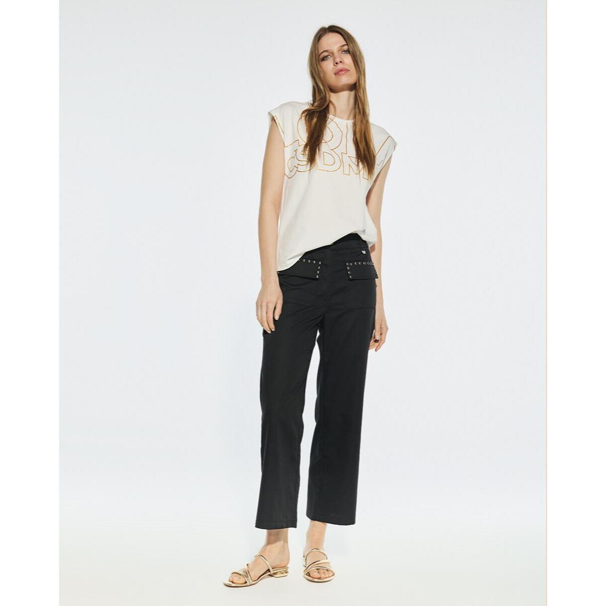Pantaloni dritti con borchie