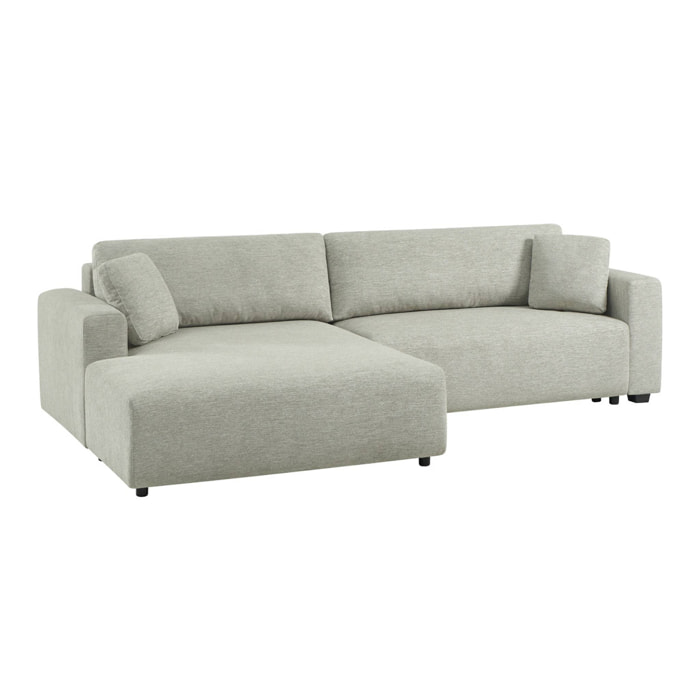 Canapé d'angle gauche convertible 3 places tissu avec coffre WIDE
