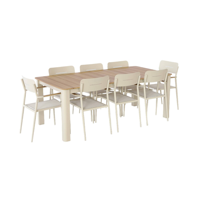 Table de jardin aluminium + 8 assises EDERA + FIRA