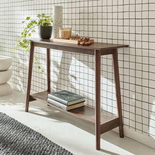 Console scandinave déco bois de noyer. 1 étagère