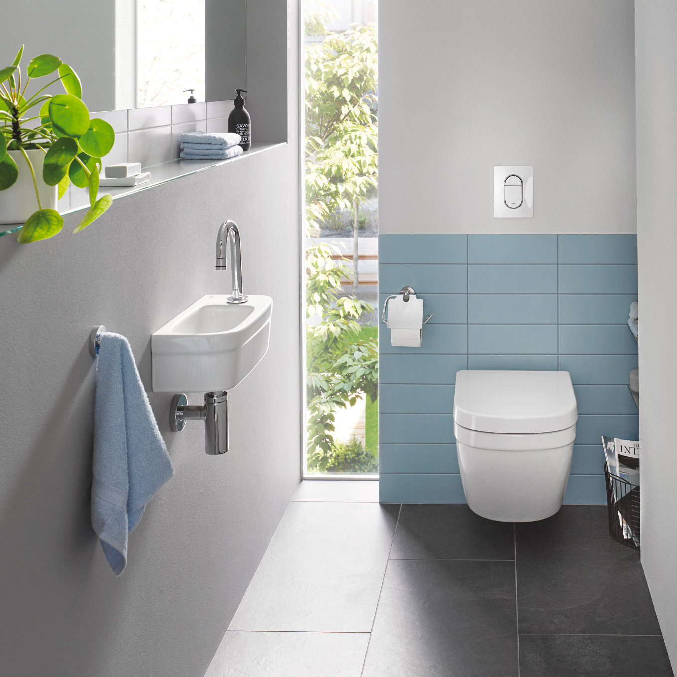 Pack WC Solido autoportant, cuvette compacte Euro Ceramic Vortex et abattant frein de chute