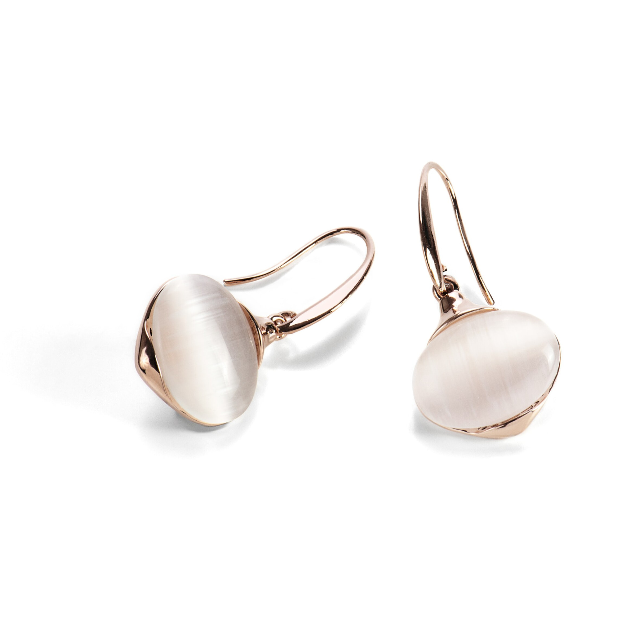 Pendientes de Ojo de Gato acabados en oro rosa de 18K