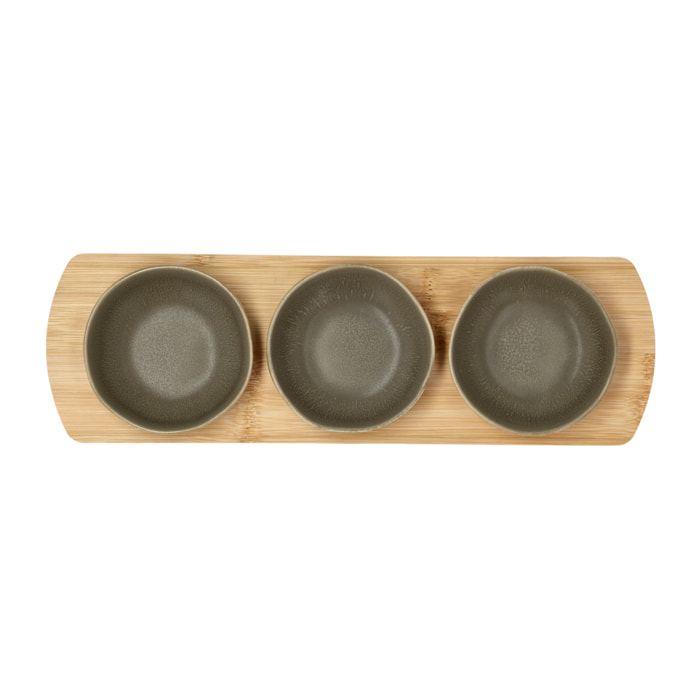 Plateau en bambou avec 3 bols Shoku