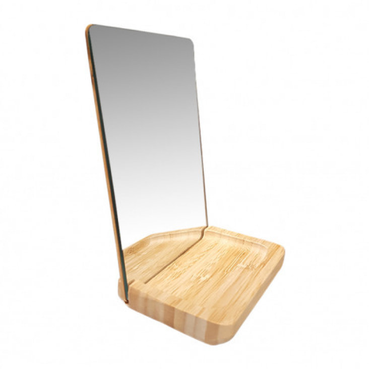 Miroir amovible rectangulaire à poser avec support en bois - NAOMY