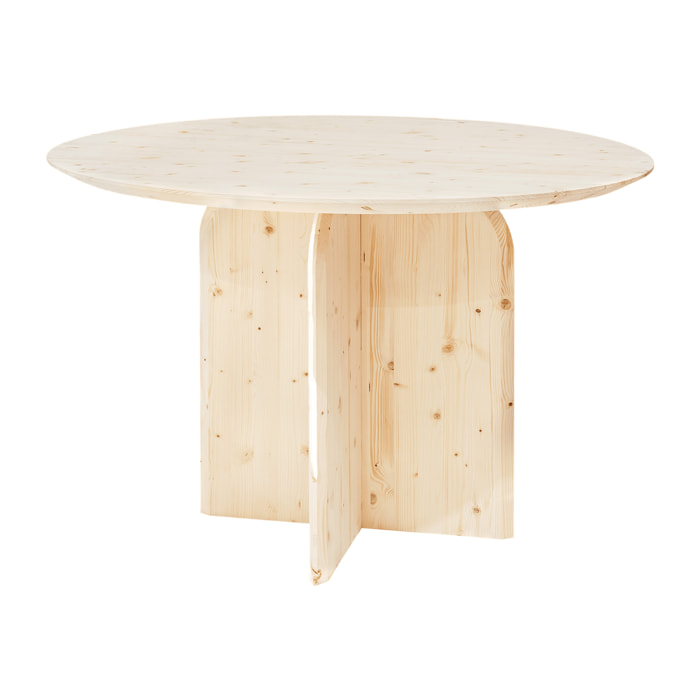 Table à manger ronde en bois massif de couleur naturel de 110cm Hauteur: 75.2 Longueur: 110 Largeur: 110