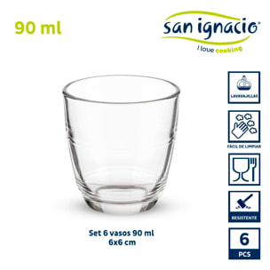 Set 6 vasos cortado 90ml colección vivalto