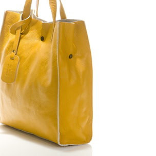 Borse Donna colore Giallo-in pelle Made in Italy 34x28x12cm