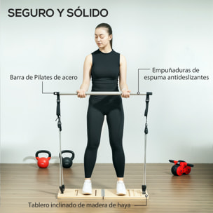 Kit de Barra de Pilates Kit de Pilates con 6 Bandas Elásticas Tabla Inclinada Ajustable para Entrenamiento de Cuerpo Completo en Casa Gris