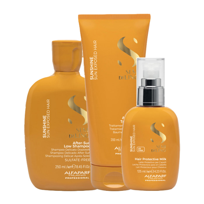 ALFAPARF MILANO Kit Semi Di Lino Sunshine Shampoo 250ml + Treatment 200ml + Protective Milk 125ml