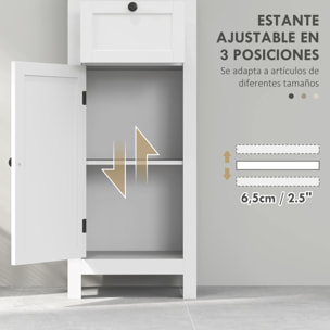 Columna de Baño Mueble de Baño con Cajón Puerta Estante Ajustable y 2 Compartimientos Armario de Baño Moderno 40x30x165 cm Blanco