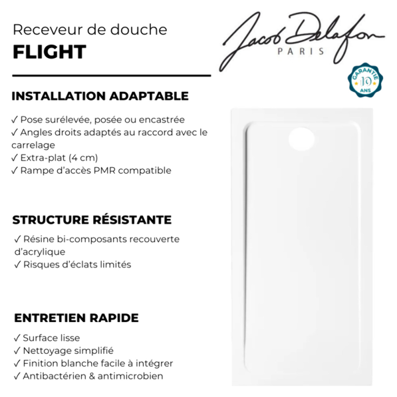 Receveur de douche Flight extra plat