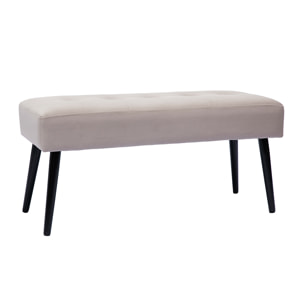 Banc design capitonné en tissu velours taupe et métal noir L96 cm GUESTA