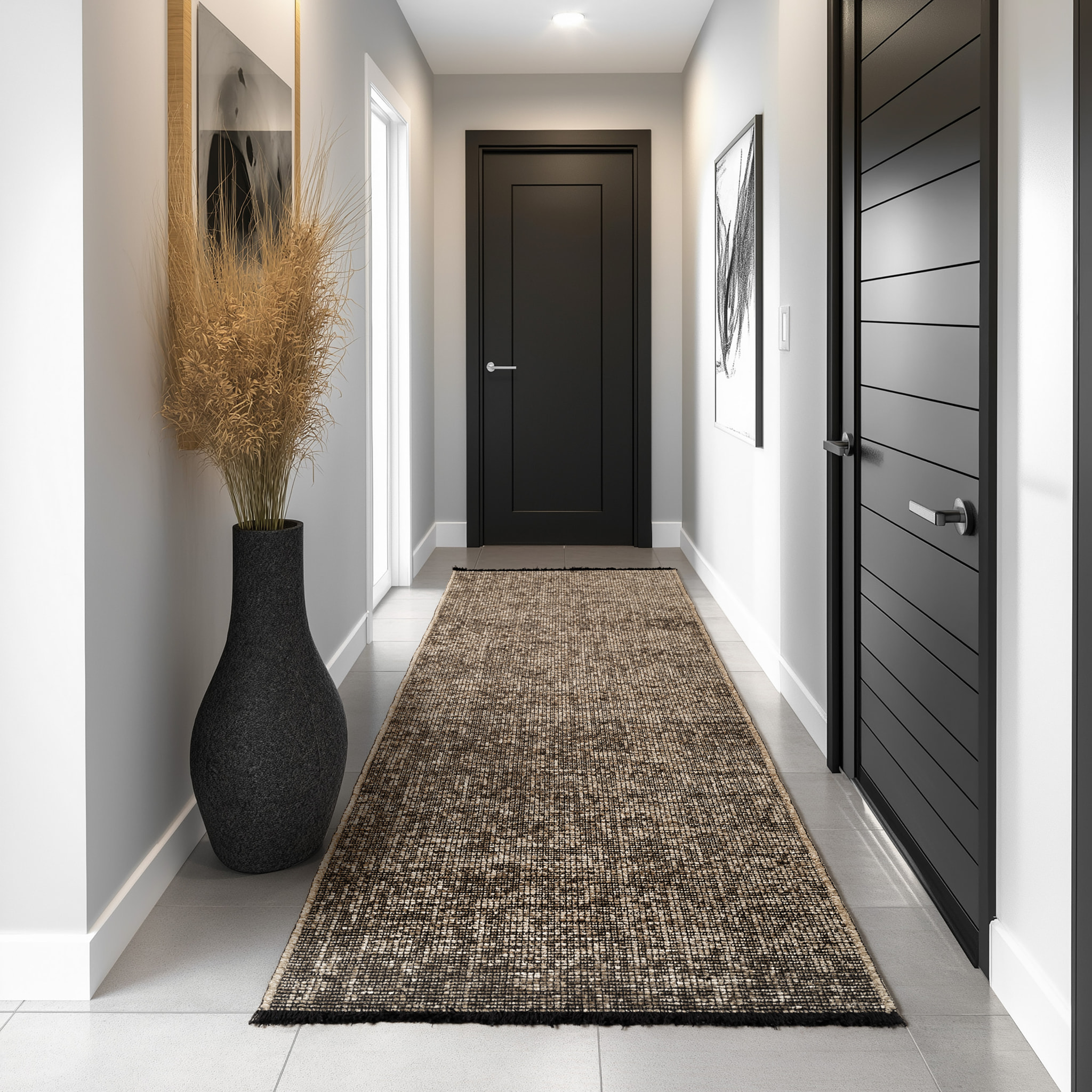 MIRA - Tapis de salon marron au design abstrait