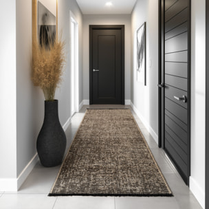 MIRA - Tapis de salon marron au design abstrait