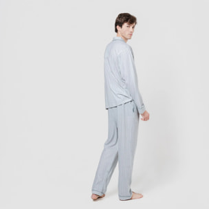 Pijama largo camisero algodón sarananda celeste