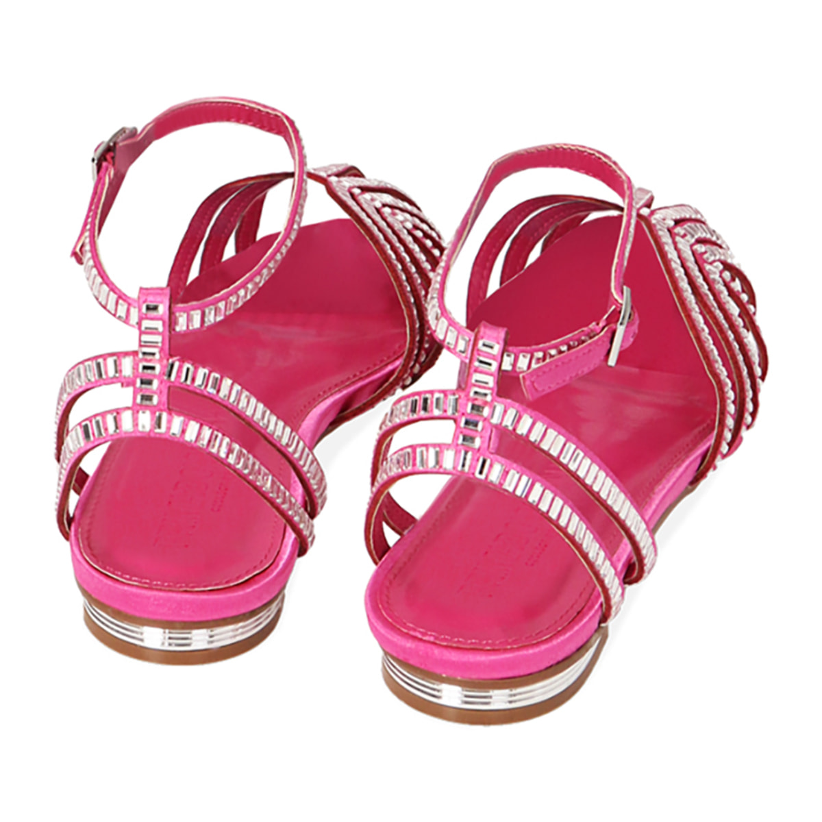 Ballerine fucsia in raso con strass