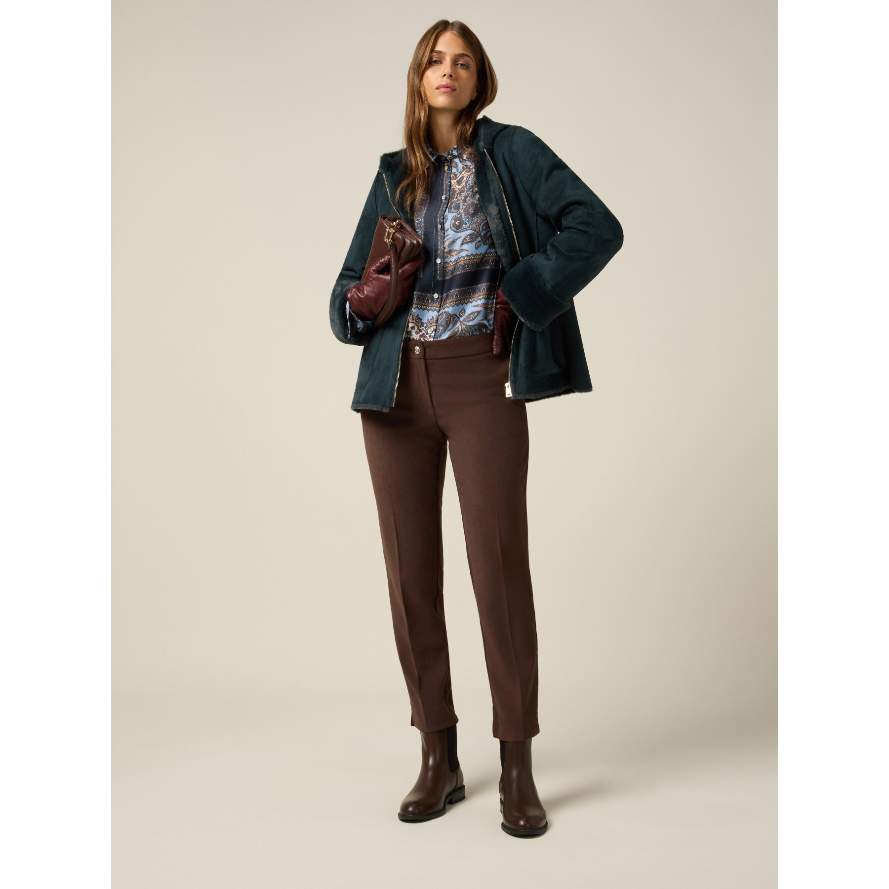 Oltre - Pantalones regular de pana - Marrón