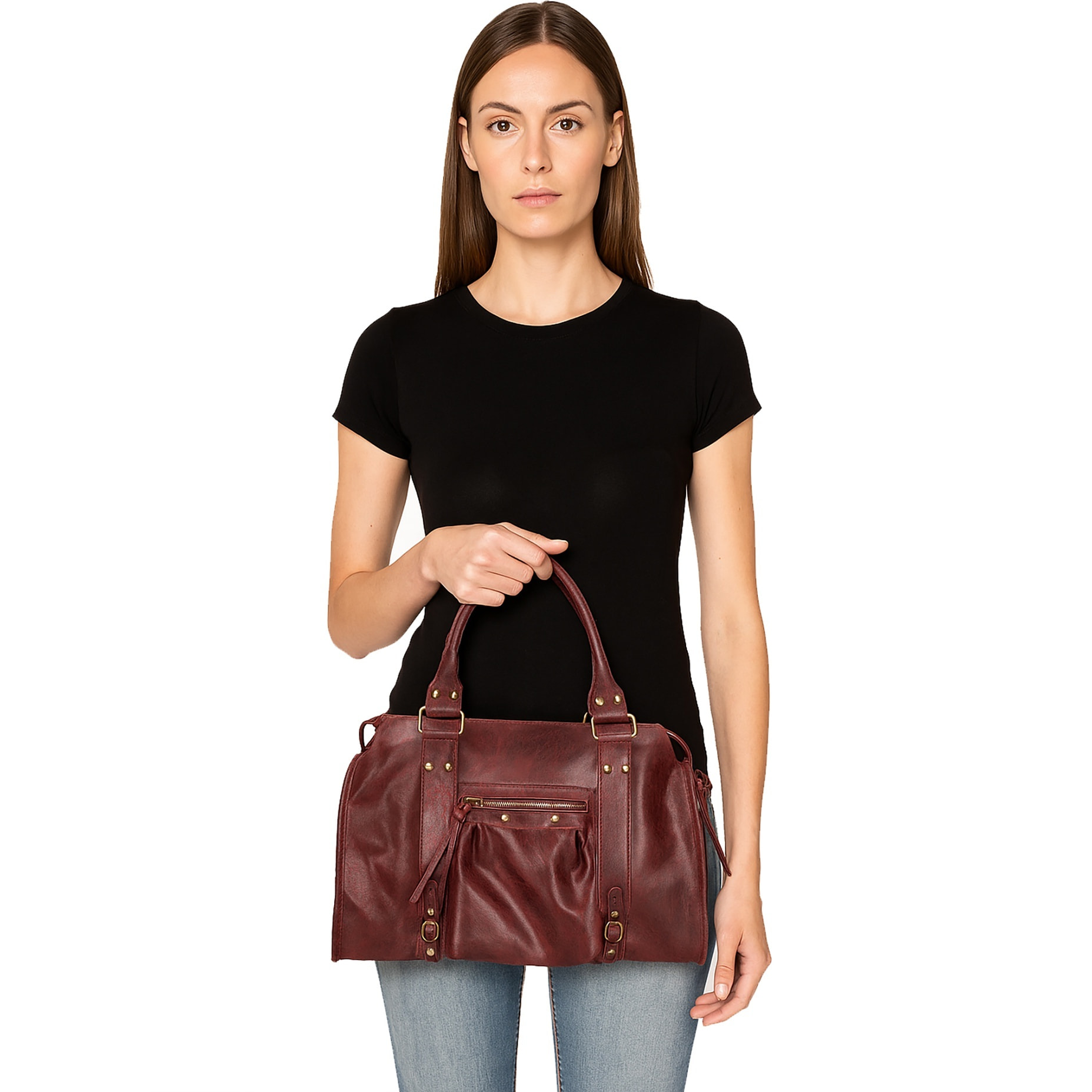 Borsa a spalla da donna - Modello Elara - Vera pelle - 41.0 x 28.0 x 13.0 cm