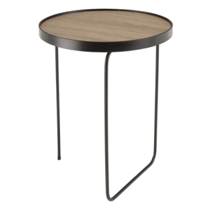 JULIA - Table d'appoint ronde 40x40cm mocha pieds asymétriques métal