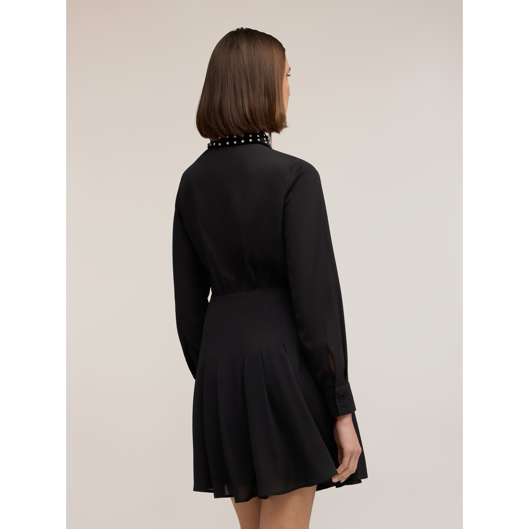 Motivi - Vestito in georgette con colletto ricamato - Nero