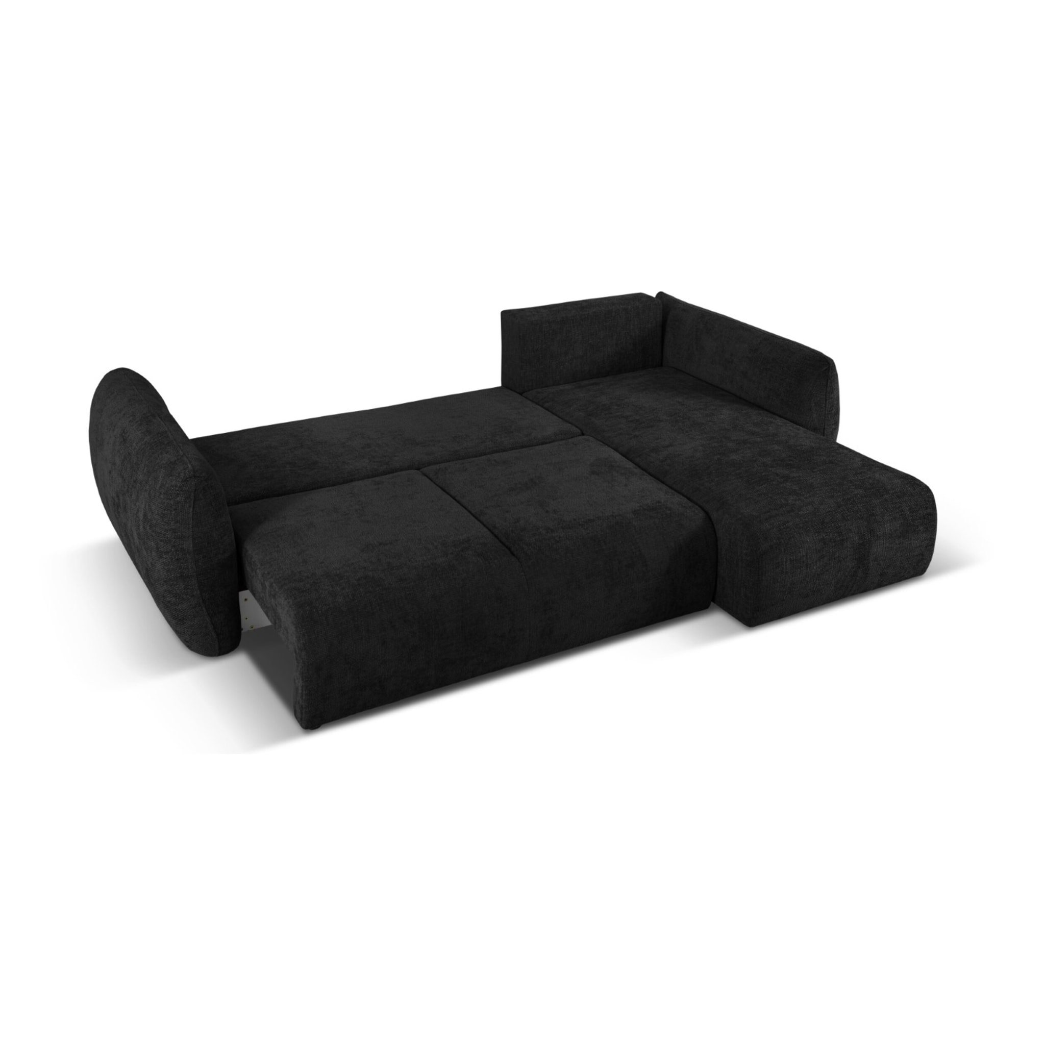 Canapé d'angle droit convertible avec coffre de rangement "Matera" 4 places en chenille noir